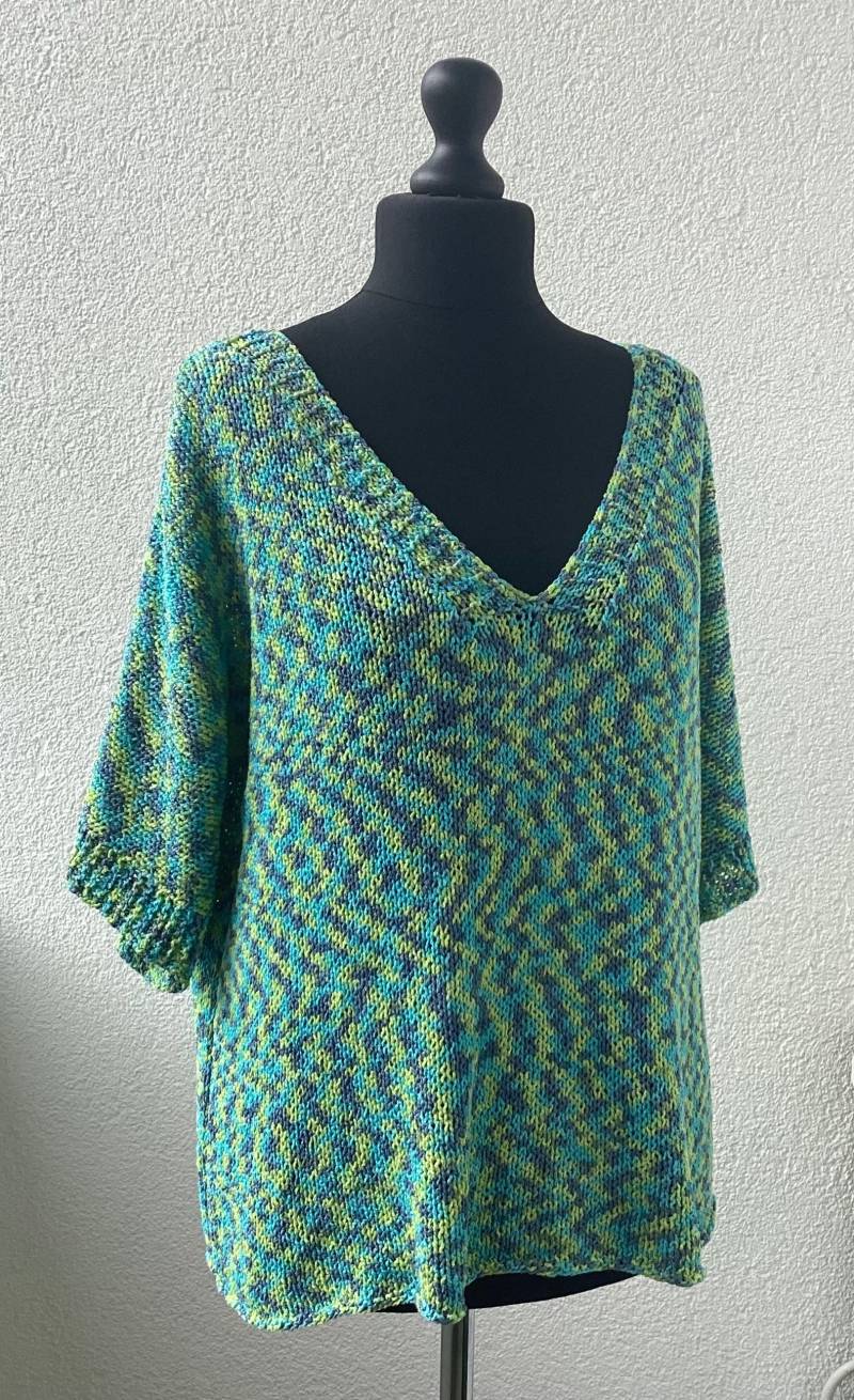 Damen Mädchen Top T-Shirt Pullover Einheitsgröße Baumwollmischung Grün Blau von FaTaHandarbeit