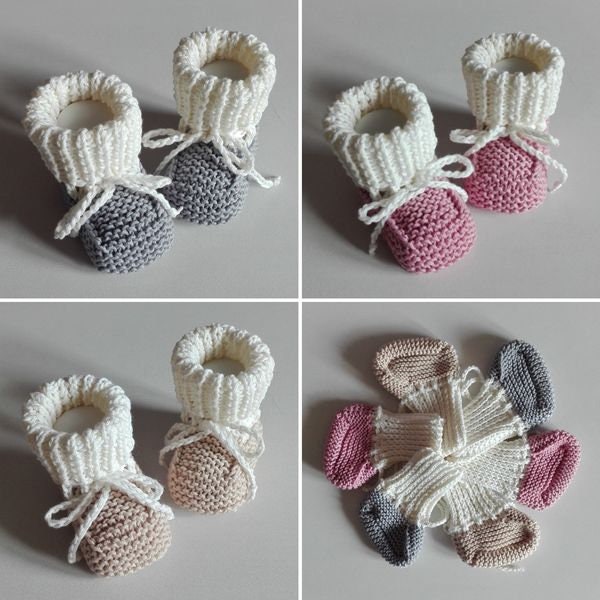 Merino - Cotton Babyschuhe Taufschuhe Gestrickt von FaTaHandarbeit