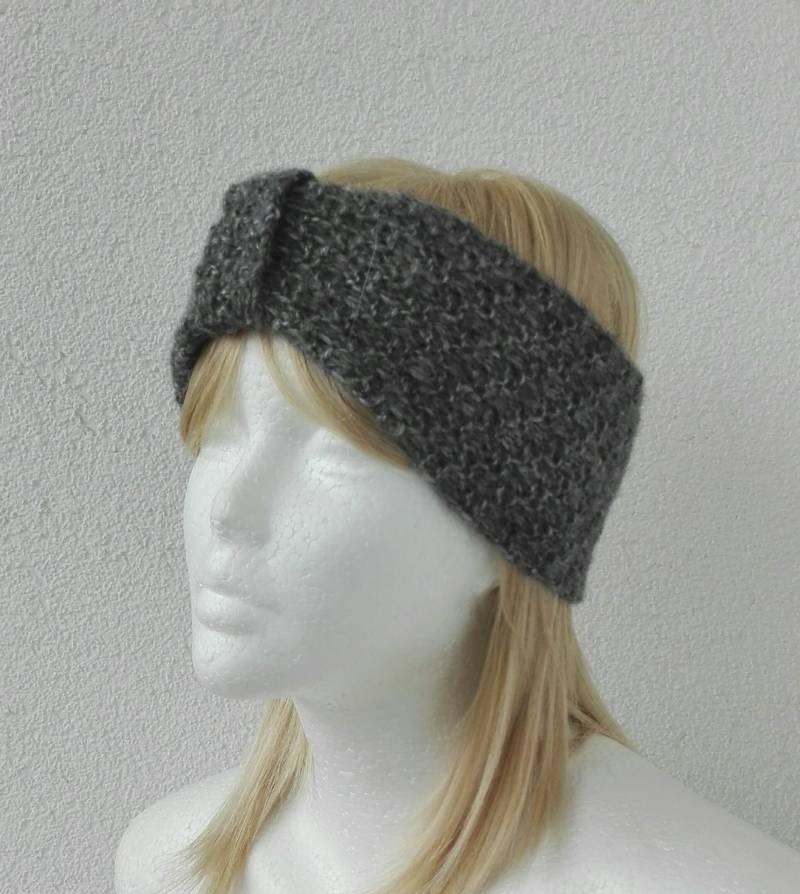 stirnband Damen Gestrickt Aus Merinowolle - Seide Alpaka in Grau von FaTaHandarbeit