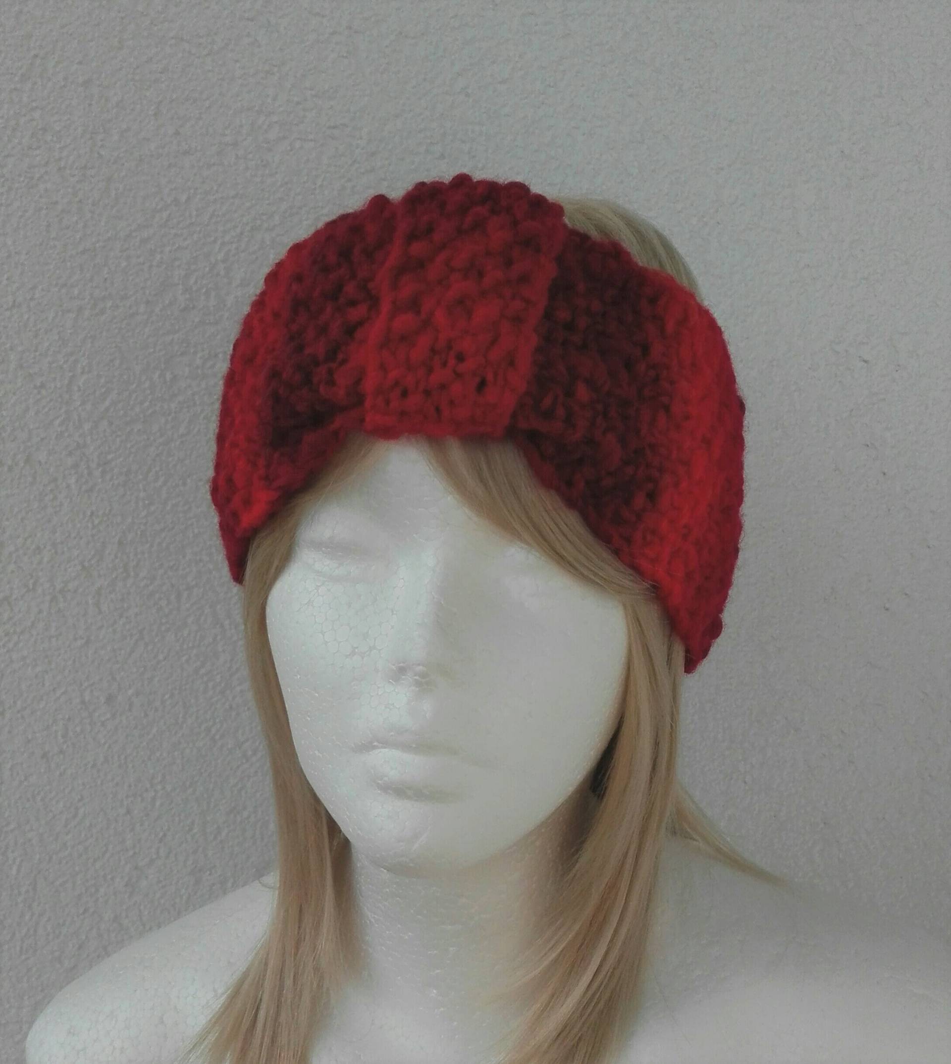 stirnband Damen Gestrickt Aus Wollmischung, Farbe Flamme von FaTaHandarbeit