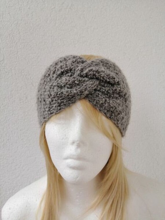stirnband Damen Gestrickt Aus Wollmischung Grau von FaTaHandarbeit