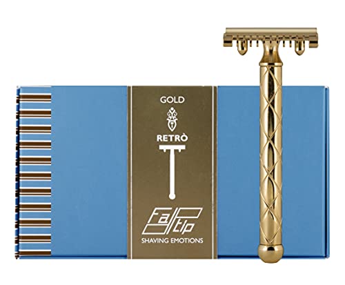 FaTip Klassischer Rasierer, Retro-Gold, groß, vernickelt, offen, einzigartig, Standard von FaTip