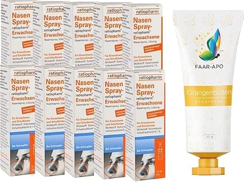 Nasenspray Erwachsene 10 x 15 ml Sparset inkl. einer hochwertigen Handcreme Marke von Faar Apo