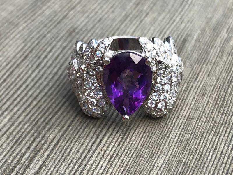 sterling Silber 925 Amethyst Lila & Weiß Topas Flügel Ring Größe 7 sterling Silber 925 Amethyst Lila & Weiß Topas Flügel Ring Größe 7 von FabFindingsNY