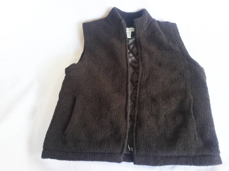 Braune Fleeceweste, Warme Weste, Skiweste, Kuschelige Dicke Fuzzy Winterweste, Florweste, Gefütterte Weste von FabFinds42