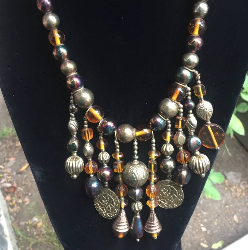 Braune Halskette, Braune Perle Multi-Perlen-Halskette, Große Statement-Halskette, Braun Eisl Gold Halskette von FabFinds42