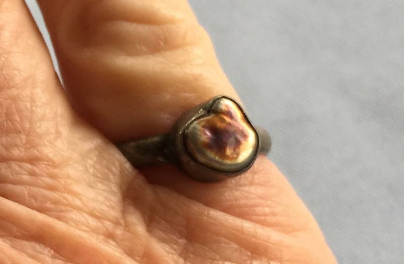 Brutalist Ring, Boho Stein Braun Primitiver Rustikale Silber Rustikaler Grober Brauner Ring von FabFinds42