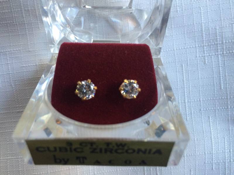 Diamant Ohrring, Ohrstecker, Zirkonia Ohrstecker Ohrring Box, Klare Glitzernde Braut Edelstein von FabFinds42