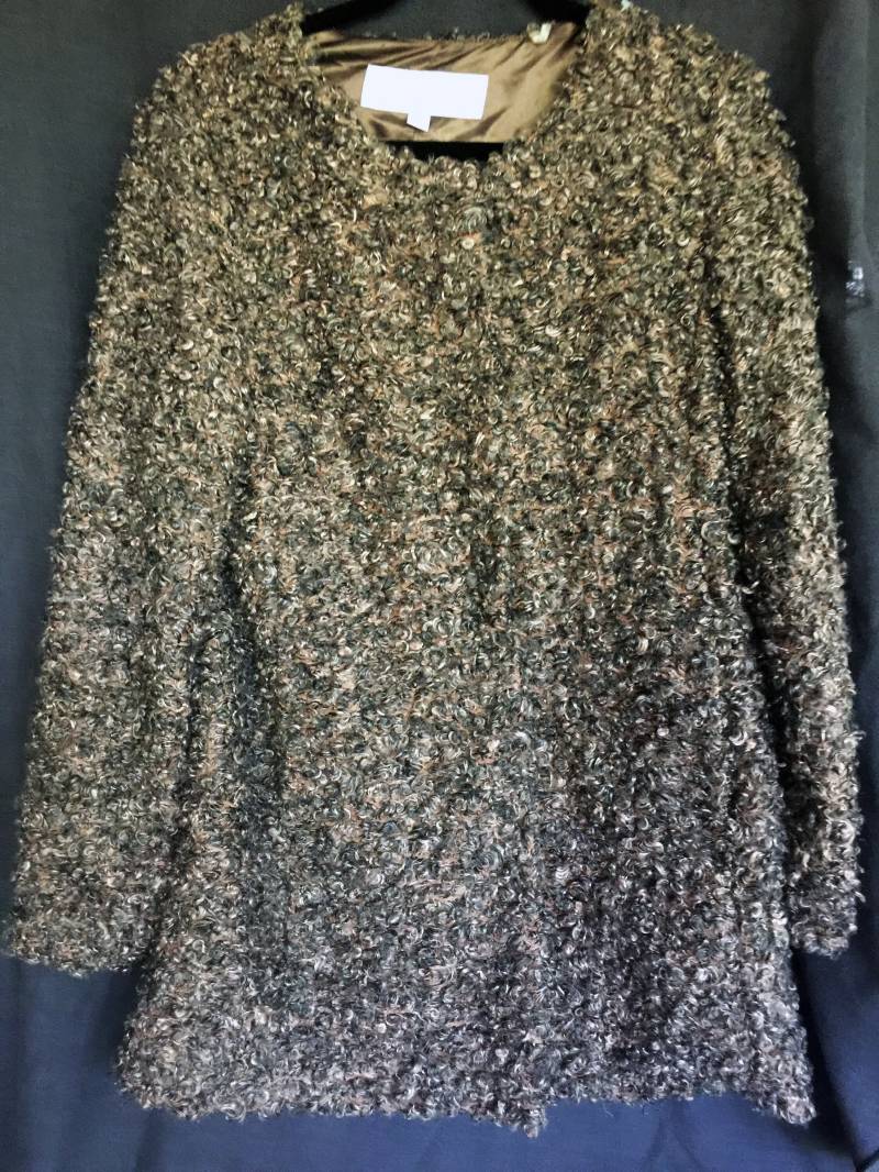 Flauschige Jacke, Pelzjacke, Kunstpelzmantel, Brauner Mantel, Braune Designer Designerjacke, Plüschmantel, Fuzzy Mantel von FabFinds42