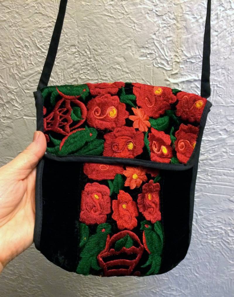 Kleine Samt Geldbörse, Handtasche, Umhängekörper, Kleine Schultertasche, Abend Schulter Handtasche, Floral Tasche von FabFinds42