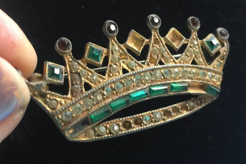 Krone Anstecknadel, Queen Retro Strass Pin, Kronen Brosche, 50Er Jahre Royal Anstecknadel von FabFinds42