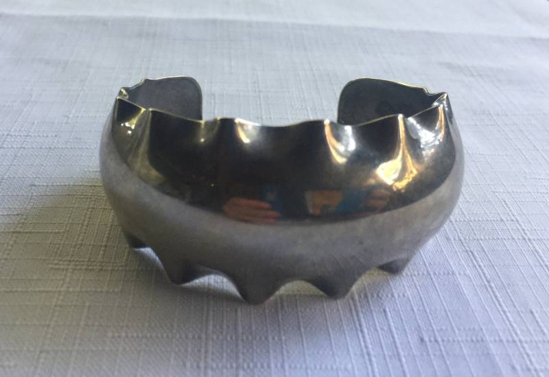 Metall Armband, Klobige Armspange, 60Er Jahre Silber Gewellte Ripple Schlichte Armspange von FabFinds42