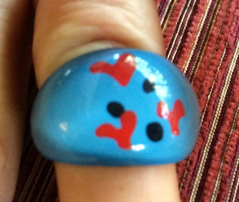 Mod 60Er Ring, Herz Gr. 6 Acryl 70Er Blauer Pop Art Bunter Hippie Ring von FabFinds42