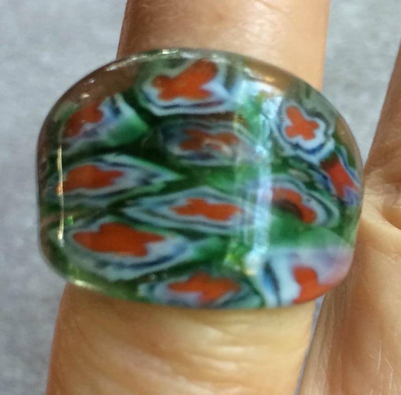 Muranoglas Ring, Mod Grüner Gr. 7 Murano Glas Pop Art Statement 60Er Ring von FabFinds42