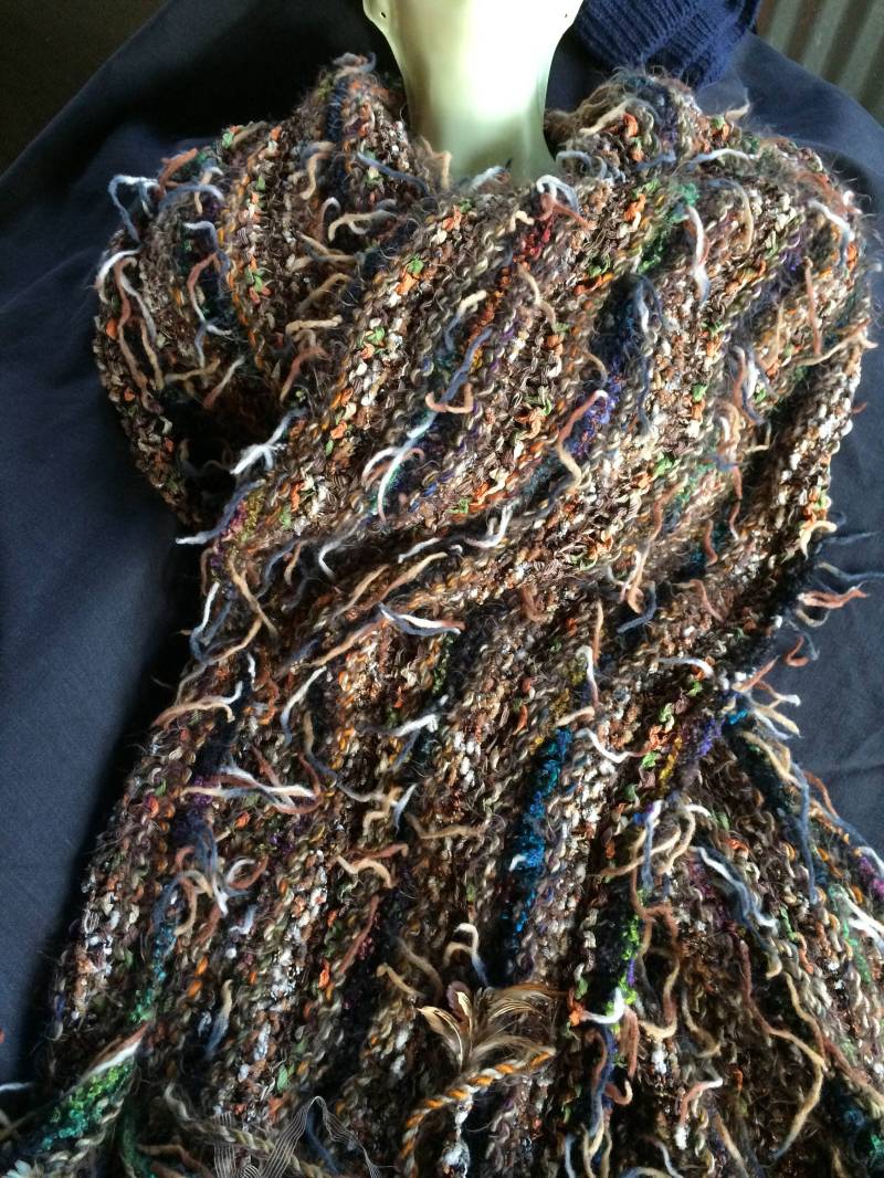 Oversize Schal, Brauner Struktur Boho Brauner Rustikaler Großer Kuscheliger Winter Schal von FabFinds42