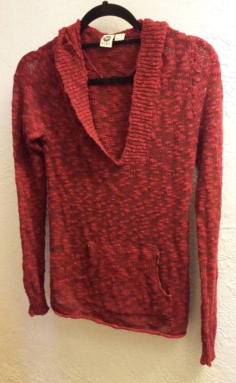 Roxy, Pullover Pullover, Roter Strickpullover, Kapuzenpullover, Leichter Kapuze Top von FabFinds42
