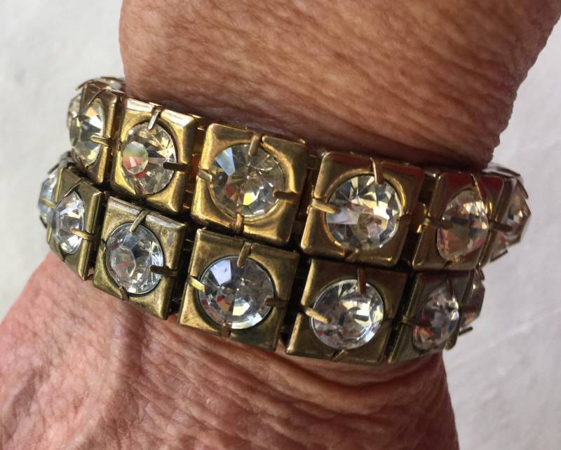 strass Armband, Funkelnder Armreif, Funkelndes Retro Metallarmband, Metallarmreif von FabFinds42