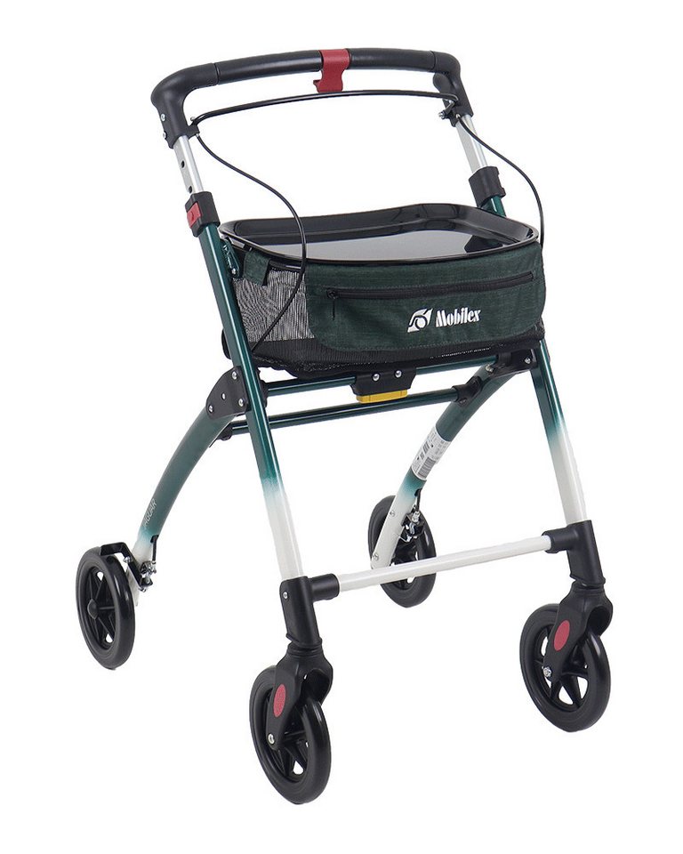FabaCare Indoor-Rollator Jaguar faltbar, Leichtgewichtrollator mit Tablett, Grün-Weiss von FabaCare