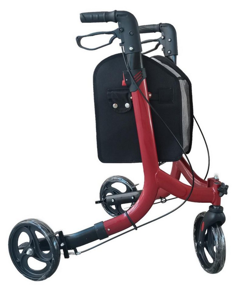 FabaCare Rollator FabaCare Lemur 3-Rad Leichtgewichtrollator, Deltarollator rot, lässt sich zusammenfalten von FabaCare