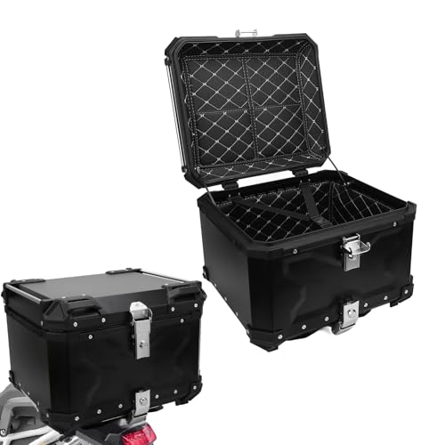 Fabater 55L Motorrad-Topcase, Universal-Motorrad-Heckbox, Heck-Topbox aus Aluminiumlegierung mit Reflektierendem Aufkleber und Sicherheitsschloss, Motorrad-Aufbewahrungsbox für Helm von Fabater