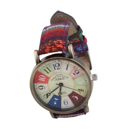 Fabater Frauen Beobachten Mehrfarbige Bohemian Style Messing PU Leder Button Batterie Uhr für Geburtstagsfeier Geben (Blue) von Fabater