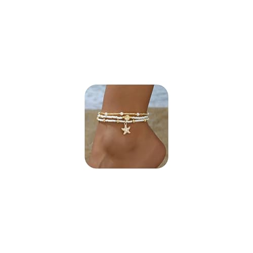 3PCSStrand-Muschel-Perlen-Fußkettenset, verstellbare vergoldete böhmische Fußkette, hawaiianischer Strandstil, Meeresschmuck, Sommer-Modegeschenk 3PCSStrand-Muschel-Perlen-Fußkettenset, verstellbare vergoldete böhmische Fußkette, hawaiianischer Strandstil, Meeresschmuck, Sommer-Modegeschenk von FabbyGlow