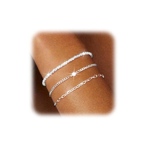 FabbyGlow 6PCS Armband Damen Set, stapelbare und verstellbare mehrlagige 925 Sterling Silber Armbänder für Damenektes FabbyGlow 6PCS Armband Damen Set, stapelbare und verstellbare mehrlagige 925 Sterling Silber Armbänder für Damenektes von FabbyGlow