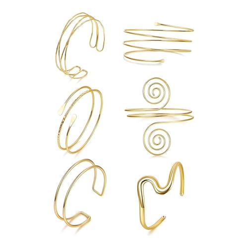 FabbyGlow 6Pcs verstellbares Gold-Armband-Set für Damen, minimalistisches Spiral-Design Armreifen, elegante Armspange Schmuck-Kollektion FabbyGlow 6Pcs verstellbares Gold-Armband-Set für Damen, minimalistisches Spiral-Design Armreifen, elegante Armspange Schmuck-Kollektion von FabbyGlow