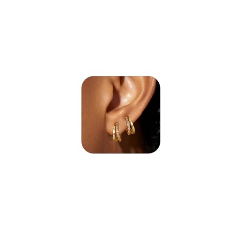 FabbyGlow goldene geometrische Doppelkreis-Ohrringe mit Strasssteinen, ohne Ohrloch, trendiger Ohrclip, ideal für den täglichen Gebrauch und besondere Anlässe FabbyGlow goldene geometrische Doppelkreis-Ohrringe mit Strasssteinen, ohne Ohrloch, trendiger Ohrclip, ideal für den täglichen Gebrauch und besondere Anlässe von FabbyGlow