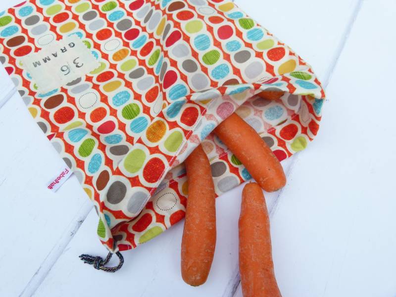 Großer Allzweckbeutel - Stoffbeutel Gemüsebeutel Obstbeutel Unverpackt Einkaufen Nachhaltig "Bunte Punkte" von Fabelhaftewerkstatt