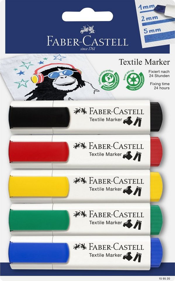 Faber-Castell Handgelenkstütze FABER-CASTELL Textilmarker, Standardfarben, 5er Blister von Faber-Castell