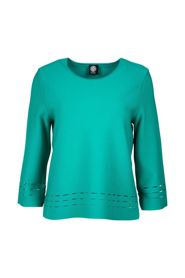 Faber 3/4 Arm-Pullover BASIC-3/4-Arm-Pullover mit Ajour-Strick in Farbe Jade mit Ajour-Strick von Faber