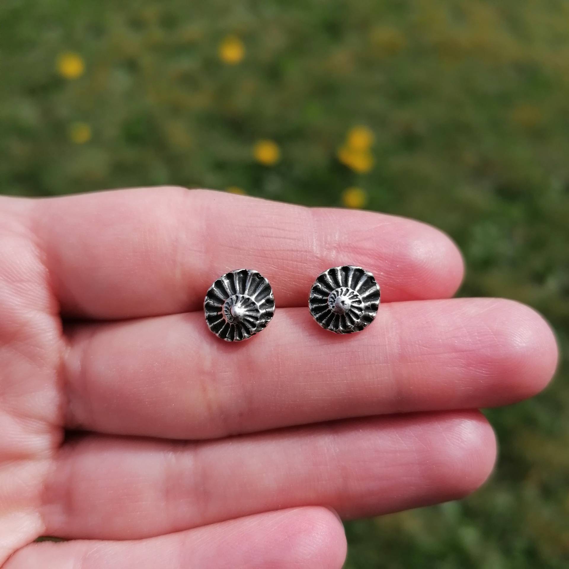 925 Silver Stud Earrings - Ammonite Earrings-925 Solid Sterling Beach 925 Silver Stud Earrings - Ammonite Earrings-925 Solid Sterling Beach von FabianJewellery