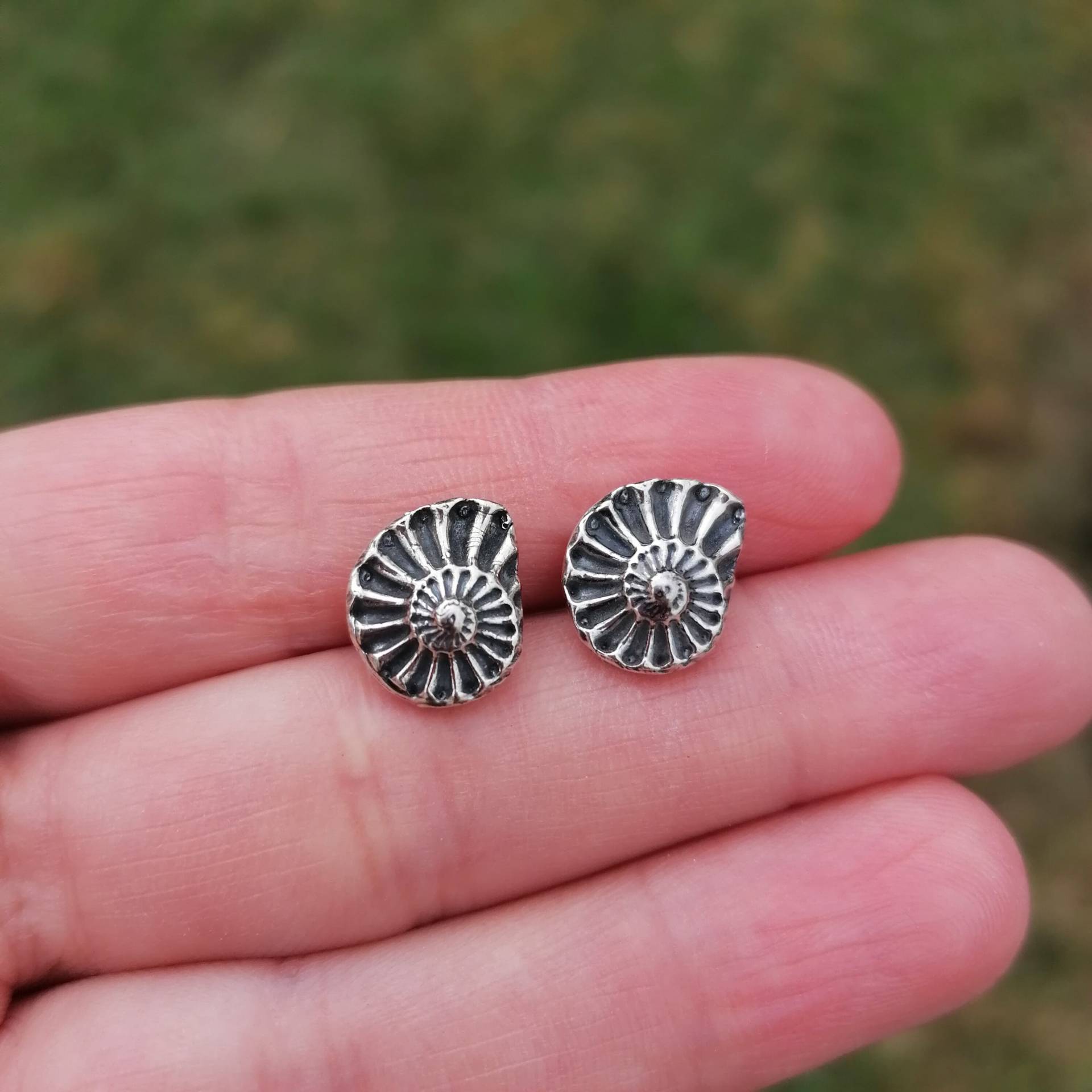 925 Silver Stud Earrings - Ammonite Earrings-925 Solid Sterling Beach 925 Silver Stud Earrings - Ammonite Earrings-925 Solid Sterling Beach von FabianJewellery