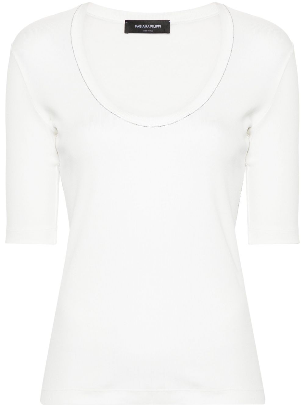 Fabiana Filippi Gebürstetes T-Shirt mit Kettendetail - Weiß von Fabiana Filippi