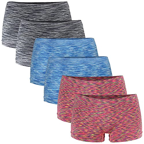 Fabio Farini Damen Panties 6er Pack Hipsters Boxershorts nahtlos, Seamless aus weichem Microfaser-Gewebe 2X Neon Rot/2x Neon Blau/2x Schwarz XS (34) von Fabio Farini