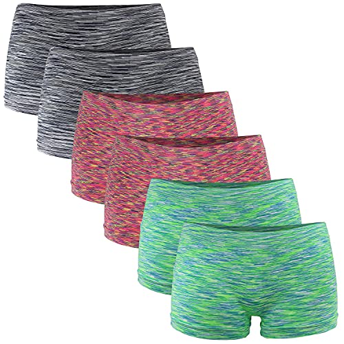 Fabio Farini - Damen Panties 6er Pack Hipsters Boxershorts nahtlos, Seamless aus weichem Microfaser-Gewebe Neon Rot/2x Neon Grün/2x Schwarz XS -34 von Fabio Farini