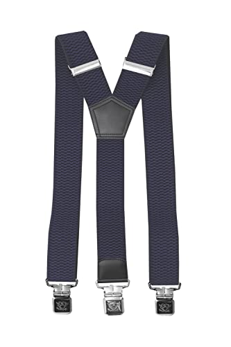 Fabio Farini Herren Hosenträger 4 cm Breite, elastisch & verstellbar mit 3 extra starken Metallclips in Y-Form Dunkelblau Navyblau Tiefblau von Fabio Farini