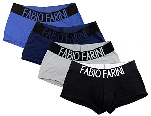 Fabio Farini Boxershorts Herren Men Unterhose Boxer in Schwarz, Mehrfarbig Baumwolle 4er Pack Mehrfarbig XL von Fabio Farini