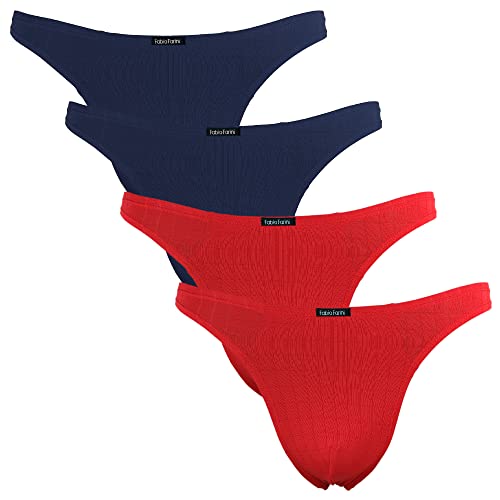 Fabio Farini 4er-Pack maskuline Herren String-Tangas in kräftigem Rot, Nachtschwarz, dunklem Blau oder Weiß - 2X Blau, 2X Rot L von Fabio Farini