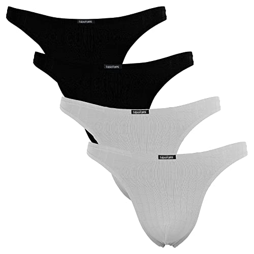 Fabio Farini - 4er-Pack maskuline Herren String-Tangas in kräftigem Rot, Nachtschwarz, dunklem Blau oder Weiß - 2X Schwarz, 2X Grau XXL von Fabio Farini
