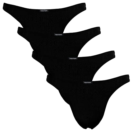 Fabio Farini - 4er-Pack maskuline Herren String-Tangas in kräftigem Rot, Nachtschwarz, dunklem Blau oder - 4X Schwarz XXL von Fabio Farini