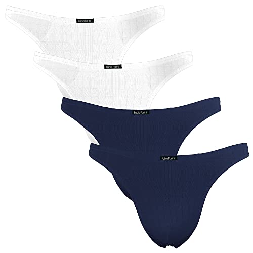 Fabio Farini - 4er-Pack maskuline Herren String-Tangas in kräftigem Rot, Nachtschwarz, dunklem Blau oder Weiß - 2X Weiß, 2X Blau M Fabio Farini - 4er-Pack maskuline Herren String-Tangas in kräftigem Rot, Nachtschwarz, dunklem Blau oder Weiß - 2X Weiß, 2X Blau M von Fabio Farini
