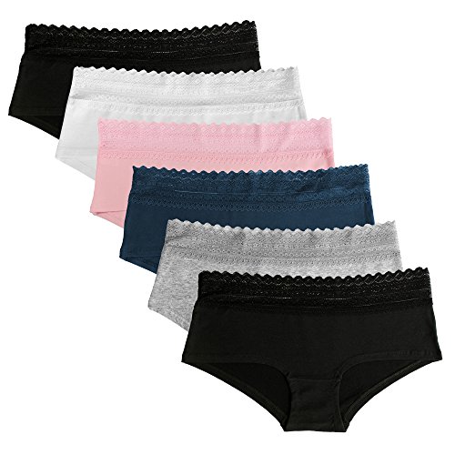 Fabio Farini Damen Pantys Bikini-Slips 4er & 6er Pack Mehrere Farben und Größen, 95% atmungsaktive Baumwolle M 6er Pack Mit Spitze Mehrfarbig von Fabio Farini