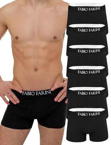 Fabio Farini 6er Pack Boxershorts Herren aus Baumwolle Retroshorts Men Unterwäsche Pants 6X Schwarz L von Fabio Farini