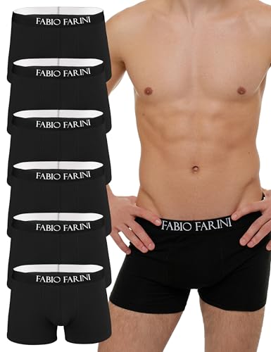 Fabio Farini - Boxershorts Herren 6er Pack Unterhosen Männer Retroshorts Set S - XXL aus Baumwolle mit Komfortbund ohne kratzenden Zettel 6X Schwarz XL von Fabio Farini