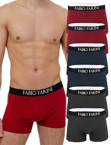 Fabio Farini 6er Pack Boxershorts Herren aus Baumwolle Retroshorts Men Unterwäsche Pants Farbmix - je 2X Navy, Rot, Grau M von Fabio Farini