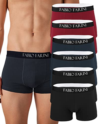 Fabio Farini 6er Pack Boxershorts Herren aus Baumwolle Retroshorts Men Unterwäsche Pants Farbmix - je 2X Schwarz, Navy, Rot S von Fabio Farini