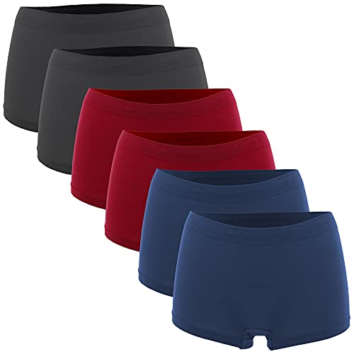 Fabio Farini Damen Panties 6er Pack Hipsters Boxershorts nahtlos, Seamless aus weichem Microfaser-Gewebe 2X Blau/2x Rot/2x Grau L-XL (40/42) von Fabio Farini