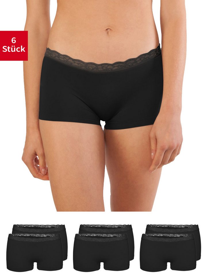 Fabio Farini Boxershorts Damen Unterhosen - Microfaser Frauen Boxer Slip (Packung, 6-St) mit dezenter Spitze am Bund von Fabio Farini